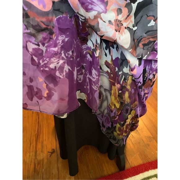 MM Couture By Miss Me Floral 100% Silk Strapless A Line Maxi Dress Women S - Picture 5 of 8